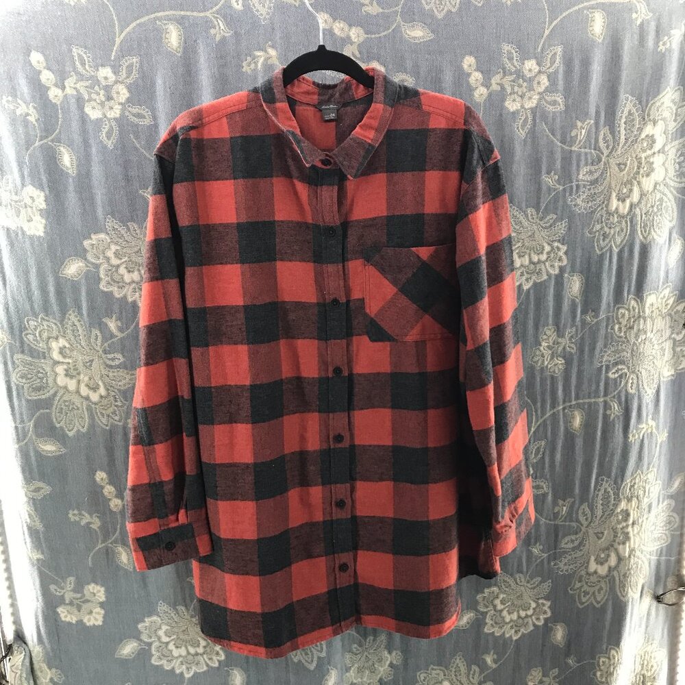 Eddie Bauer Red and Black Buffalo Plaid Button-Down Shirt